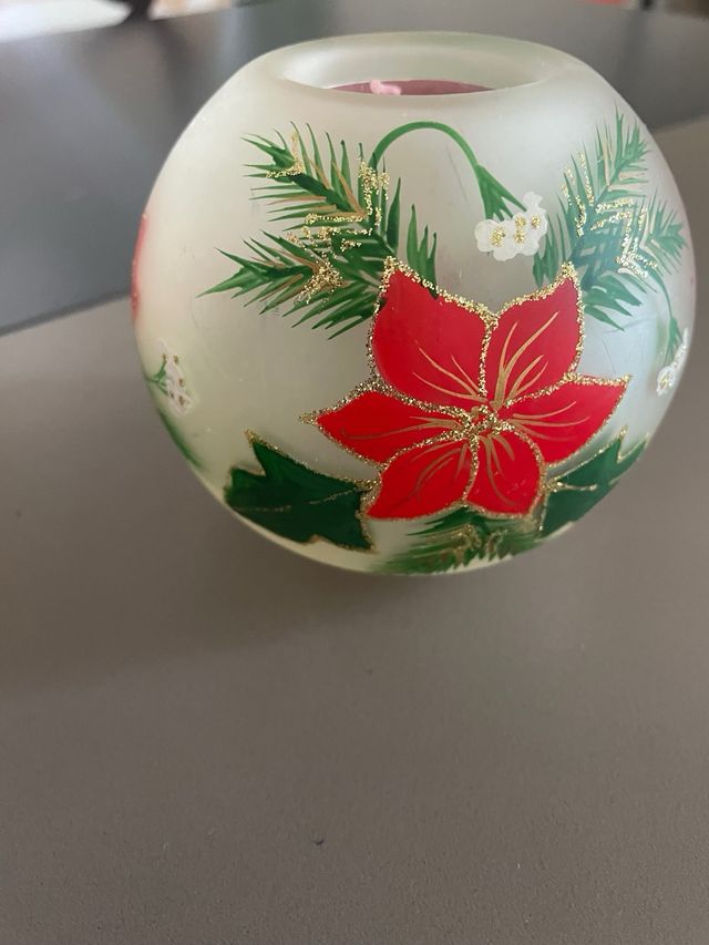 Portacandele natalizio in vetro