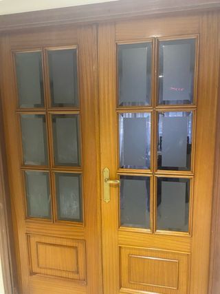 Puertas de salón de madera color zapeli.