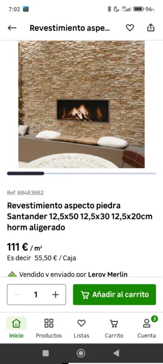 Revestimiento pared efecto piedra