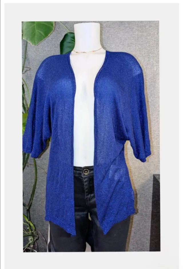 Cárdigan brillo metalizado azul/plata