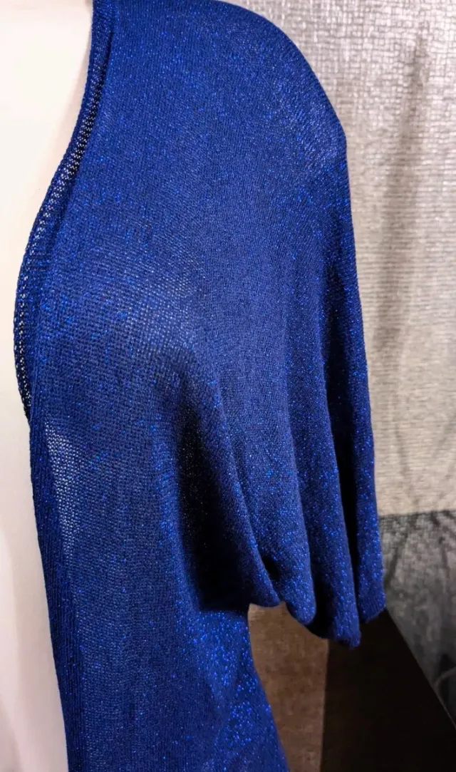 Cárdigan brillo metalizado azul/plata