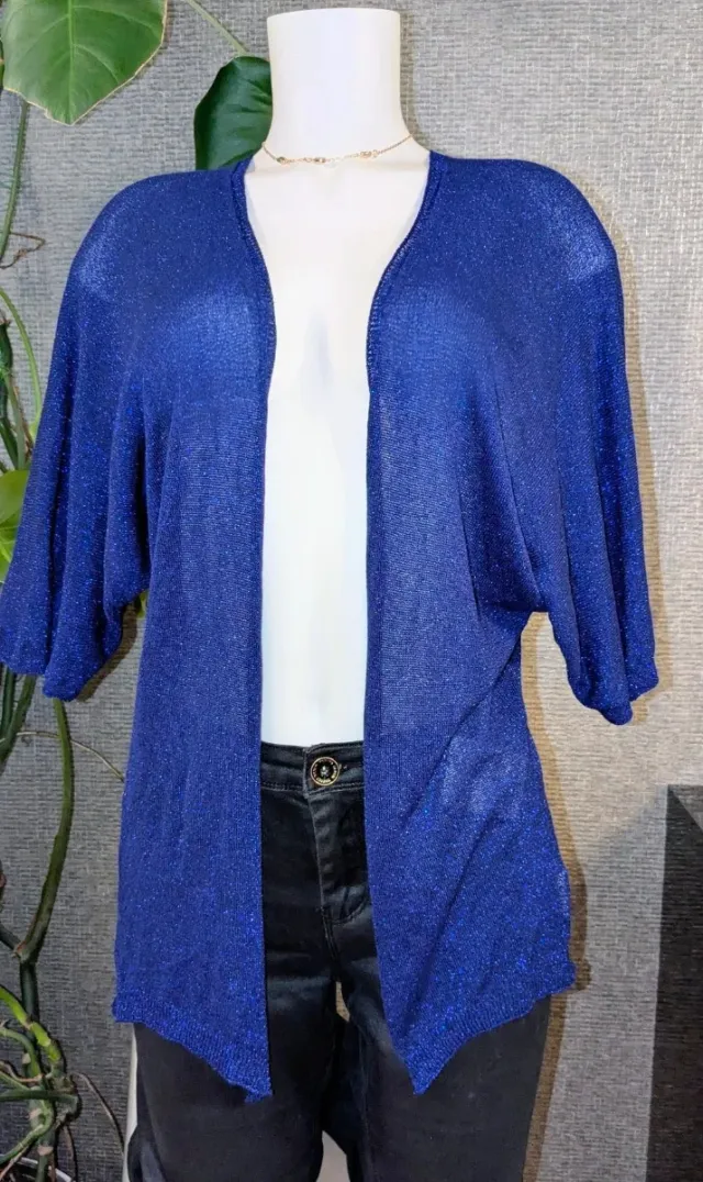 Cárdigan brillo metalizado azul/plata