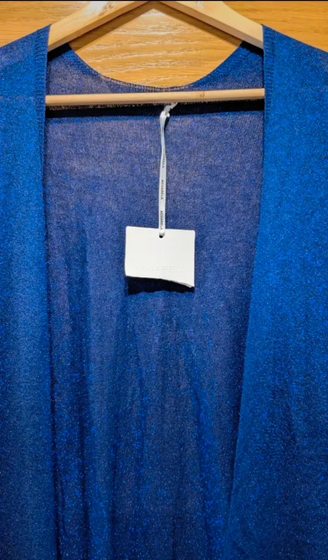 Cárdigan brillo metalizado azul/plata