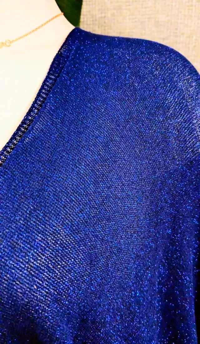 Cárdigan brillo metalizado azul/plata