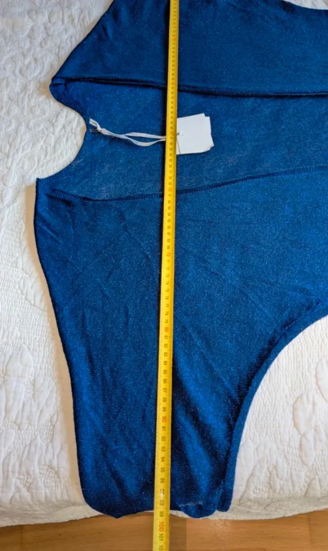 Cárdigan brillo metalizado azul/plata