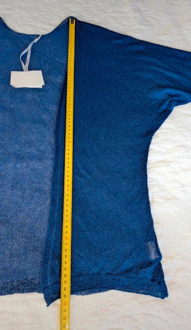 Cárdigan brillo metalizado azul/plata