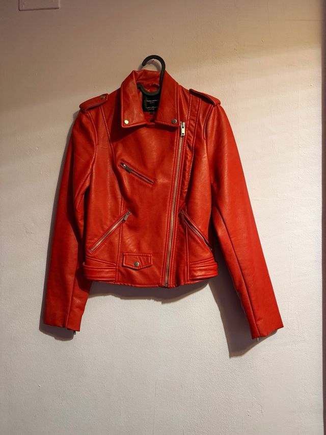 Cazadora Biker Zara Roja