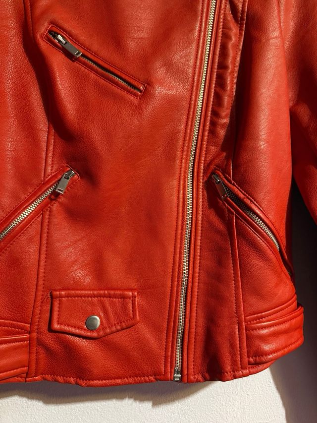 Cazadora Biker Zara Roja