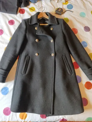 Abrigo paño Zara negro