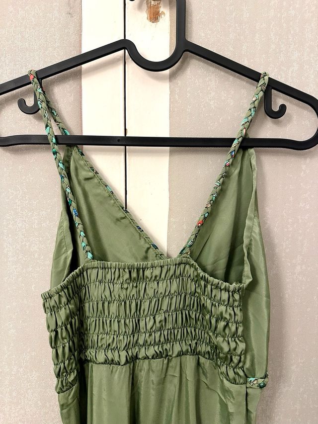 Vestido lencero verde seda S