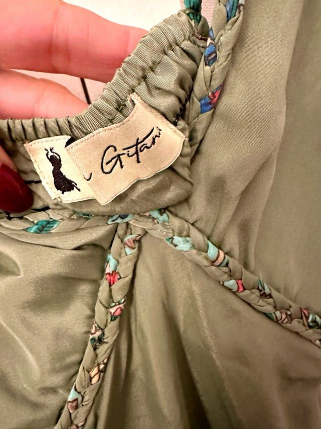 Vestido lencero verde seda S