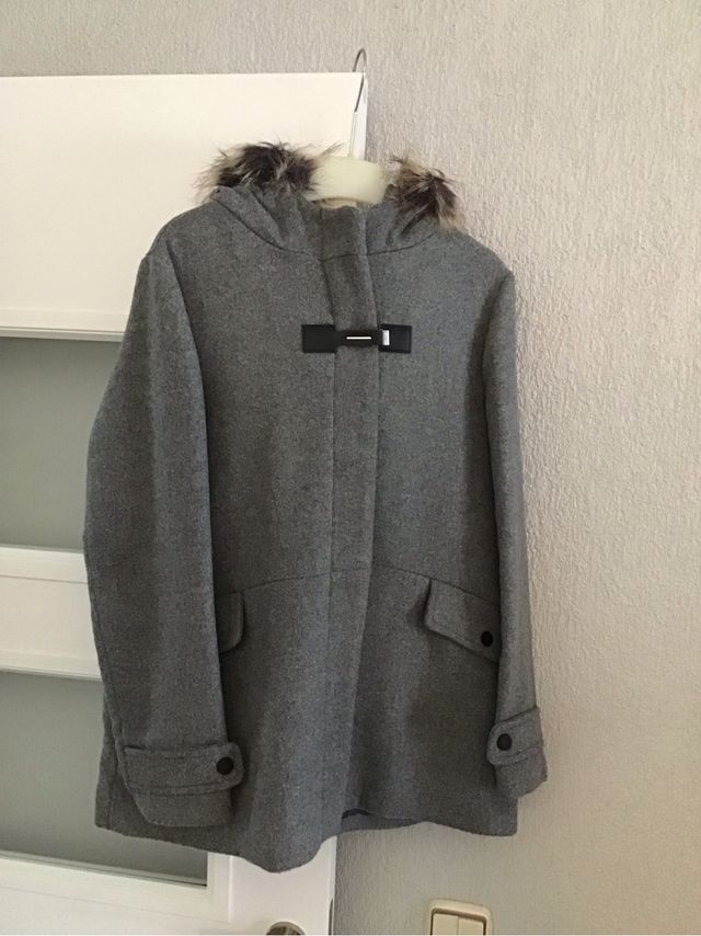 Abrigo Zara niña capucha pelo gris 13/14 años