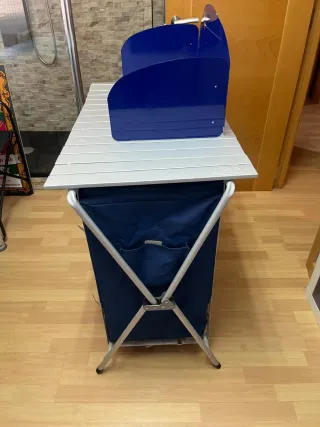 Mesa Cocina Camping Plegable Azul