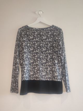 Blusa Nicté estampada blanca y negra – Talla M