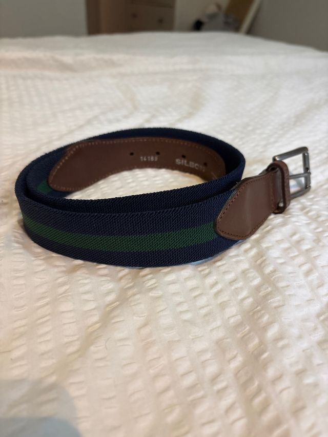 Cinturón Silbon Rayas Azul y Verde, talla 95