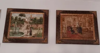 Coppia quadri dipinti con cornice in legno