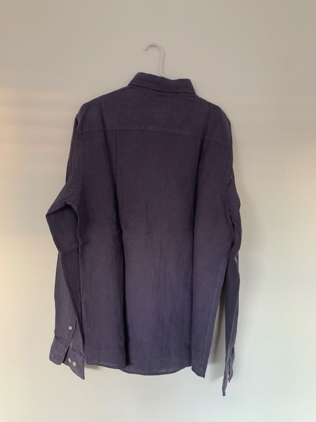 Camisa Hackett Lino Azul Lila Talla M