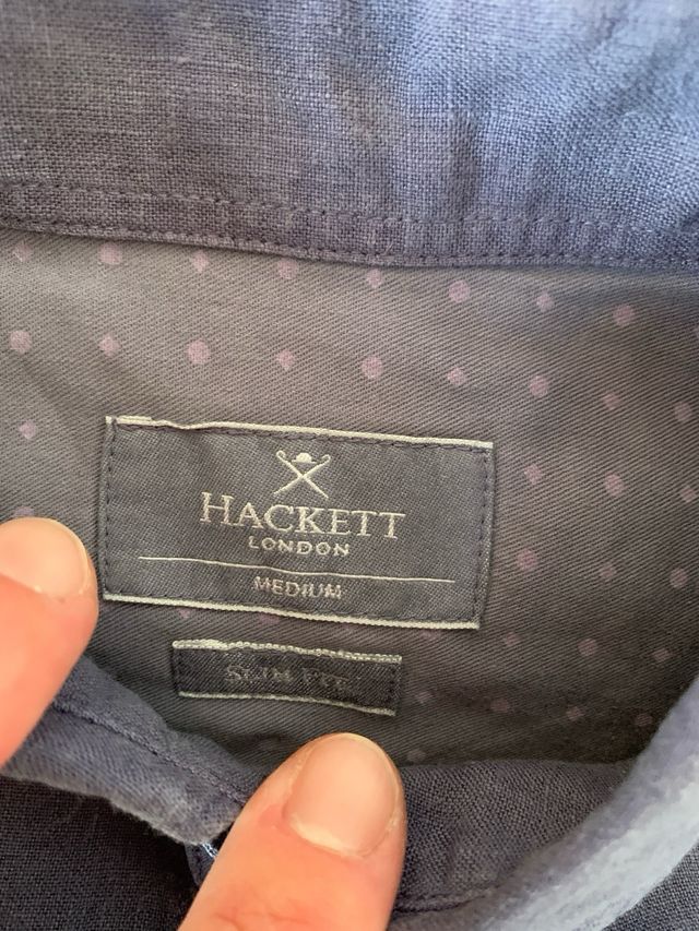 Camisa Hackett Lino Azul Lila Talla M