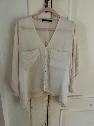 Camisa Zara blanca viscosa Talla M