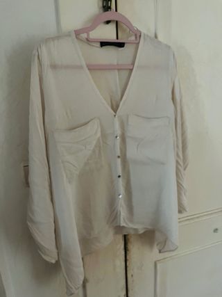 Camisa Zara blanca viscosa Talla M