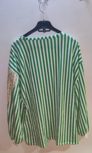 Jersey Zara Rayas Verdes y Blancas Talla M