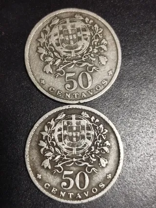 Lotto di 2 monete 50 centavos Portogallo 1931 e 1945