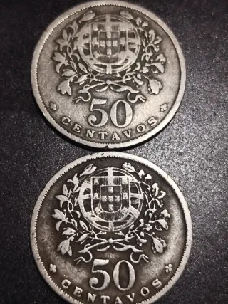 Lotto di 2 monete 50 centavos Portogallo 1931 e 1945