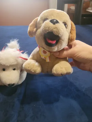 Peluche cane bianco e cane beige