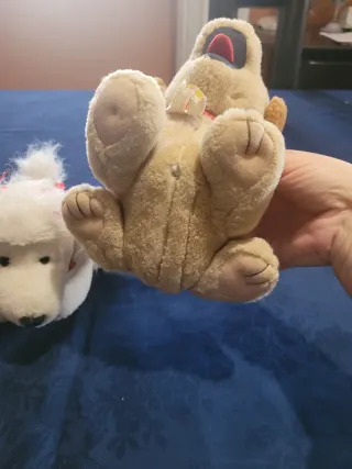 Peluche cane bianco e cane beige