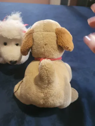 Peluche cane bianco e cane beige