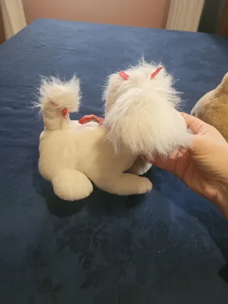 Peluche cane bianco e cane beige