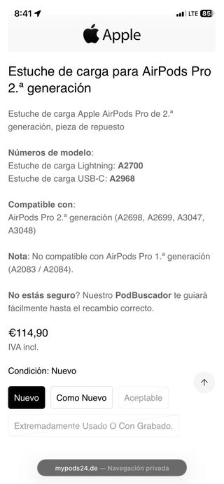 Estuche Carga AirPods con Altavoz
