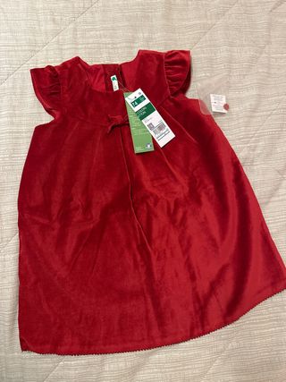 Vestito rosso velluto bambina 9-12 mesi