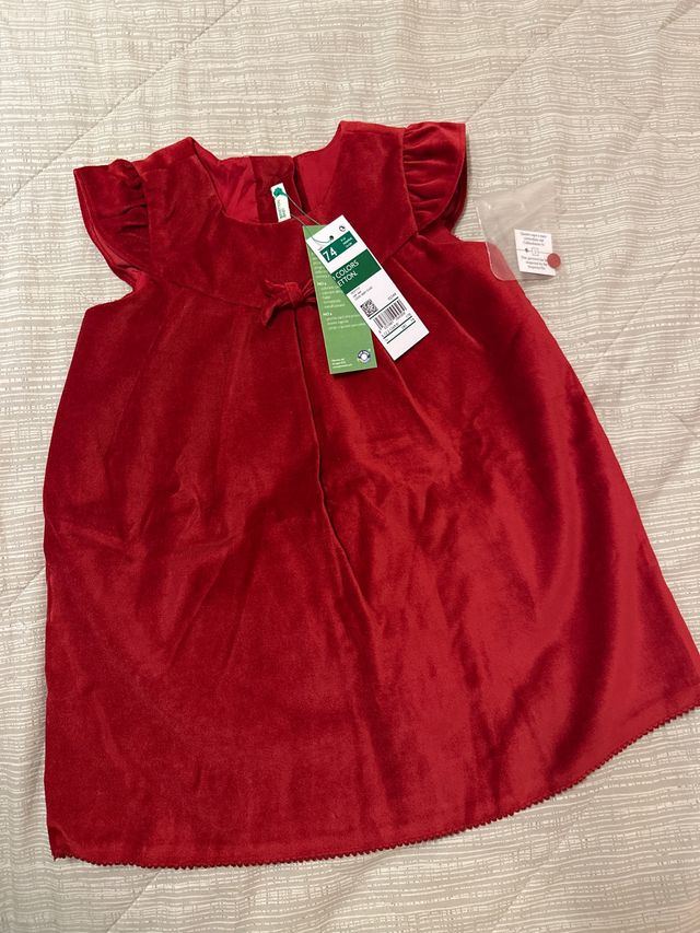 Vestito rosso velluto bambina 9-12 mesi