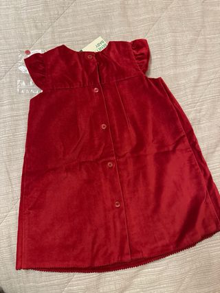 Vestito rosso velluto bambina 9-12 mesi
