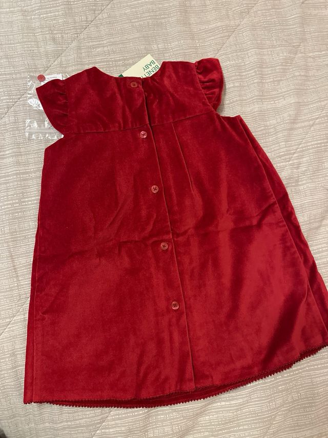Vestito rosso velluto bambina 9-12 mesi