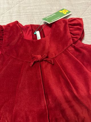 Vestito rosso velluto bambina 9-12 mesi