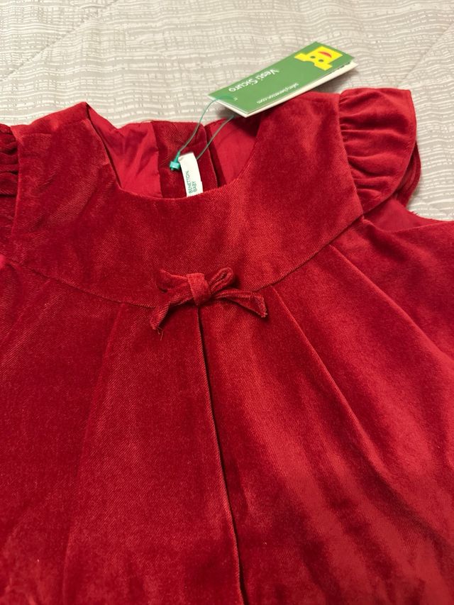 Vestito rosso velluto bambina 9-12 mesi