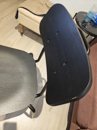 Silla Negra Retro Madera y Metal