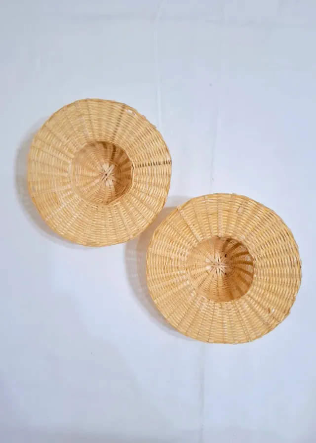 Juego Antiguo Mimbre Muñeca Sombreros Cestas