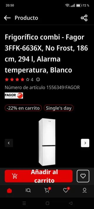 3FFK-6636 nevera y congelador Independiente 285 L