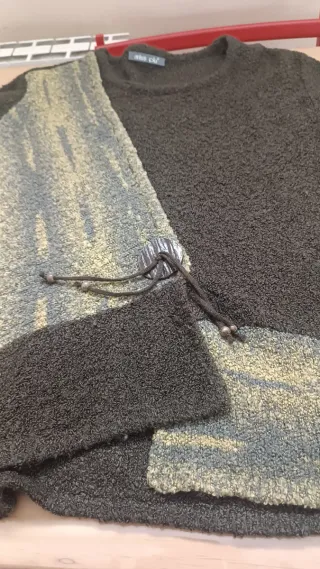 Jersey Lana Marrón y Verde Talla Única (XL/XXL)