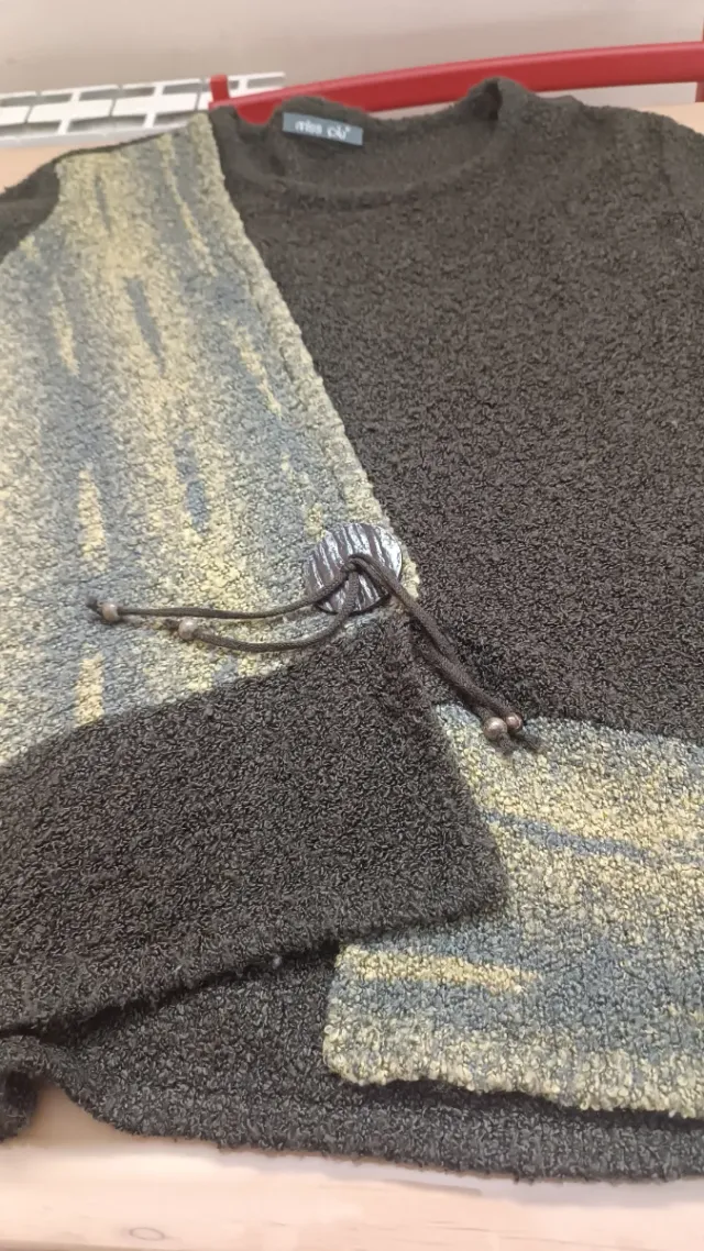 Camiseta de Lã Marrom e Verde Tamanho Único (XL/XXL)