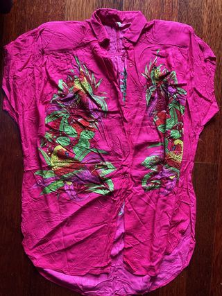 Blusa Vintage Print Animal Playera Fucsia XXL