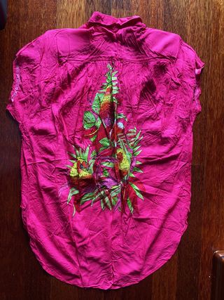 Blusa Vintage Print Animal Playera Fucsia XXL