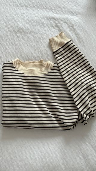 Jersey Mango Punto Rayas Oversize Cropped