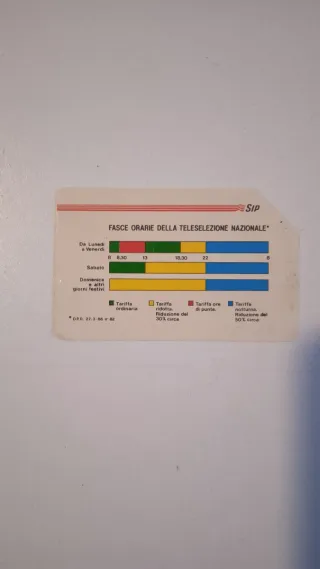 Carta Telefonica SIP Fasce Orarie