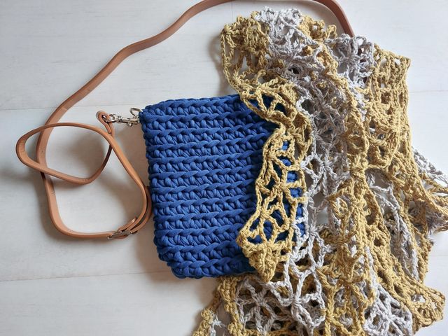 Bolso crochet móvil azul nuevo