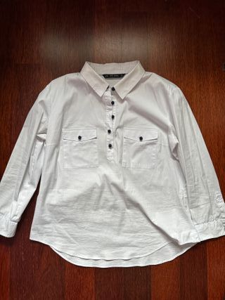 Camisa Zara Basic Mujer Entallada Blanco Talla XXL