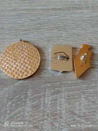 Medalla y 2 insignias militares soviéticas